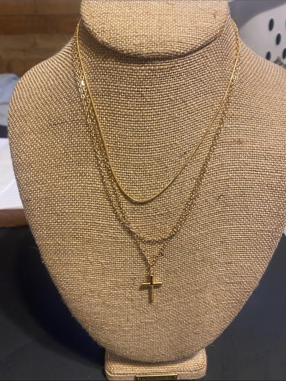 Fashion Jewelry Gold Layered Cross Necklace